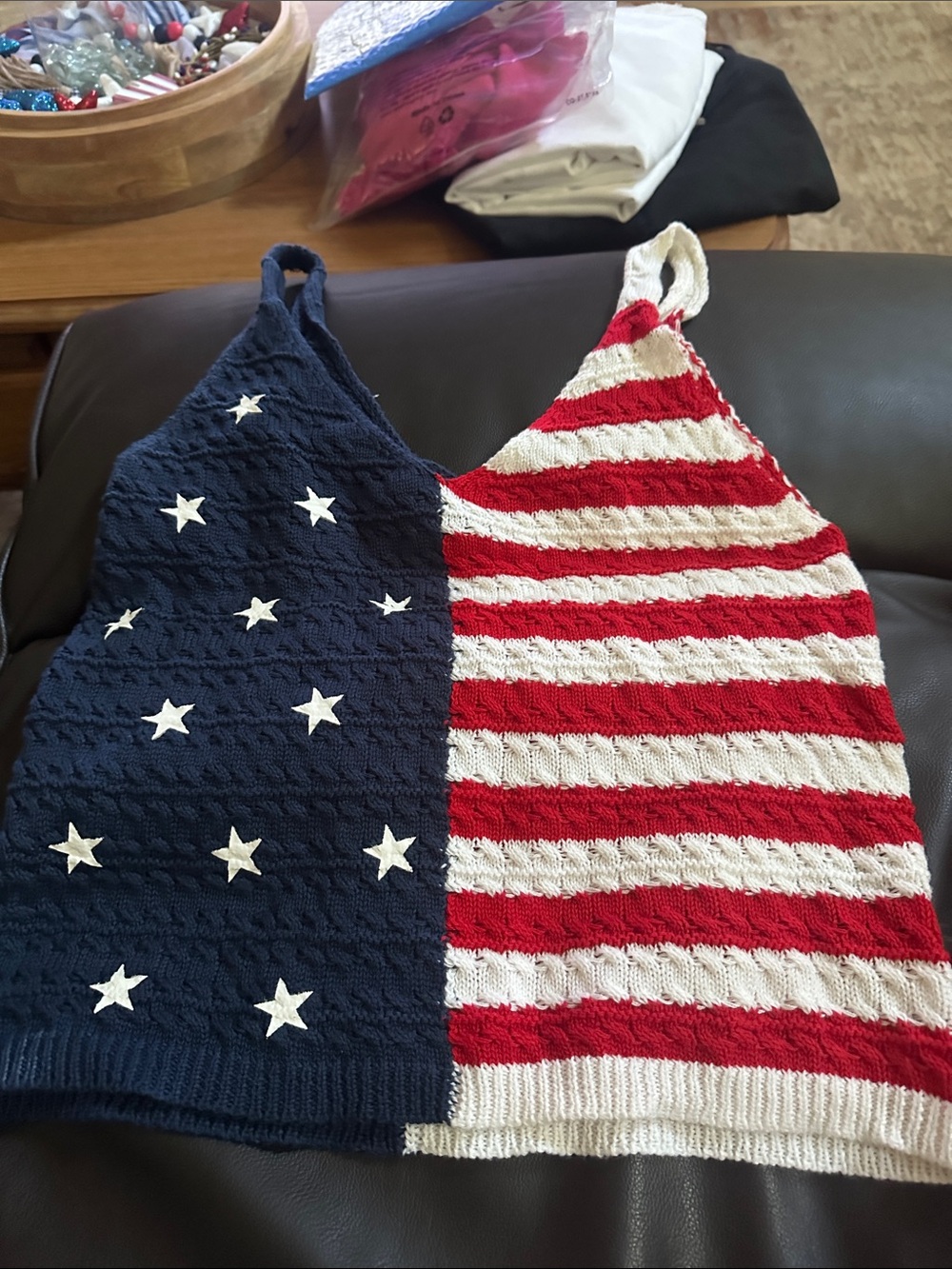 moon & madison Patriotic Knit Tank - Red, White & Navy